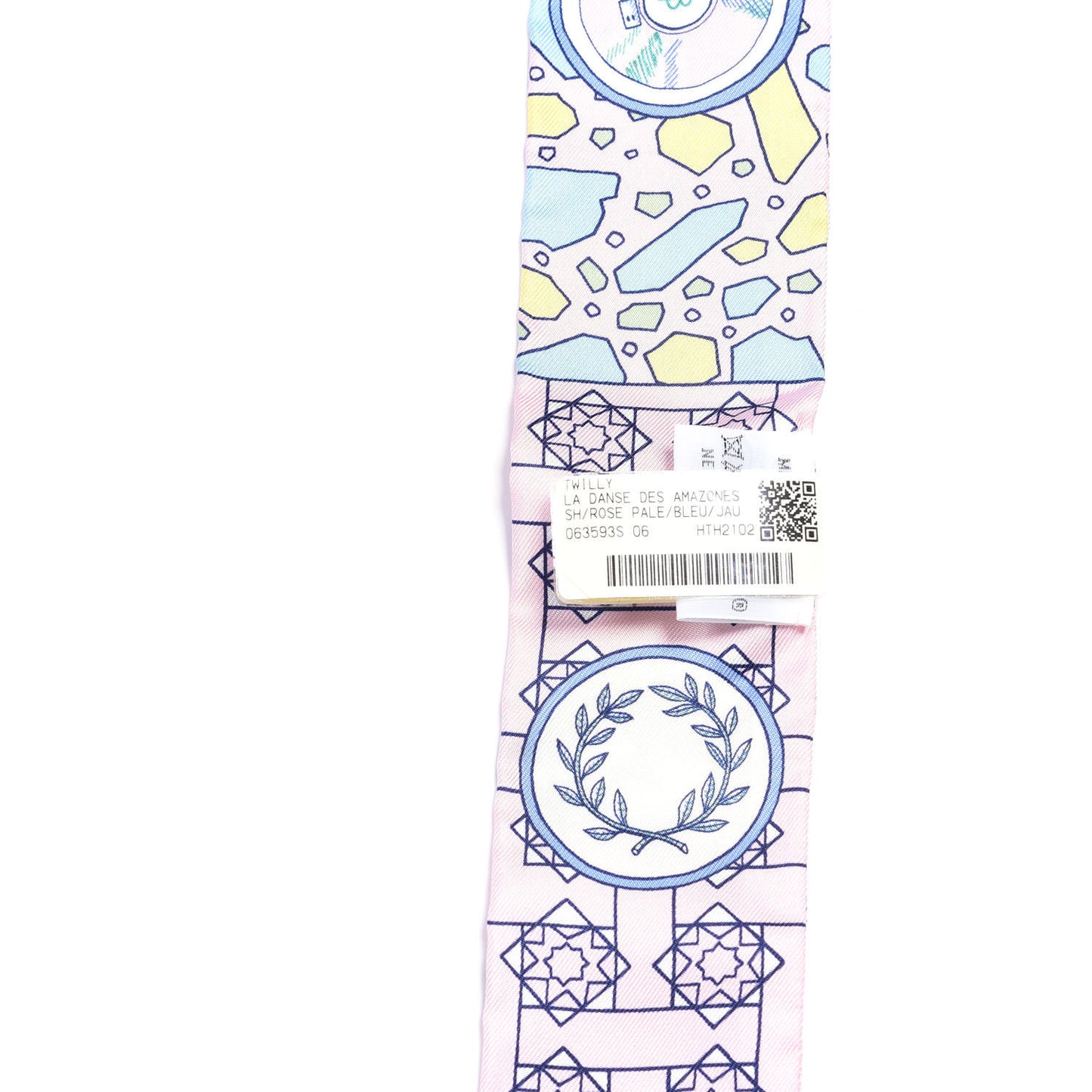 Silk La Danse Des Amazones Twilly Rose Pale Bleu Jaune