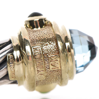 David Yurman Sterling Silver 14K Gold Blue Topaz Amethyst Green Tourmaline 10mm Cable Renaissance Bracelet 3 of 4