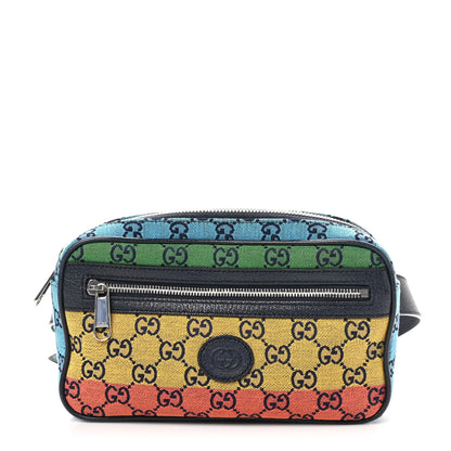 Gucci Monogram Multicolor Retro Interlocking G Belt Bag 90 36 Blue Rainbow Light Blue 1 of 10