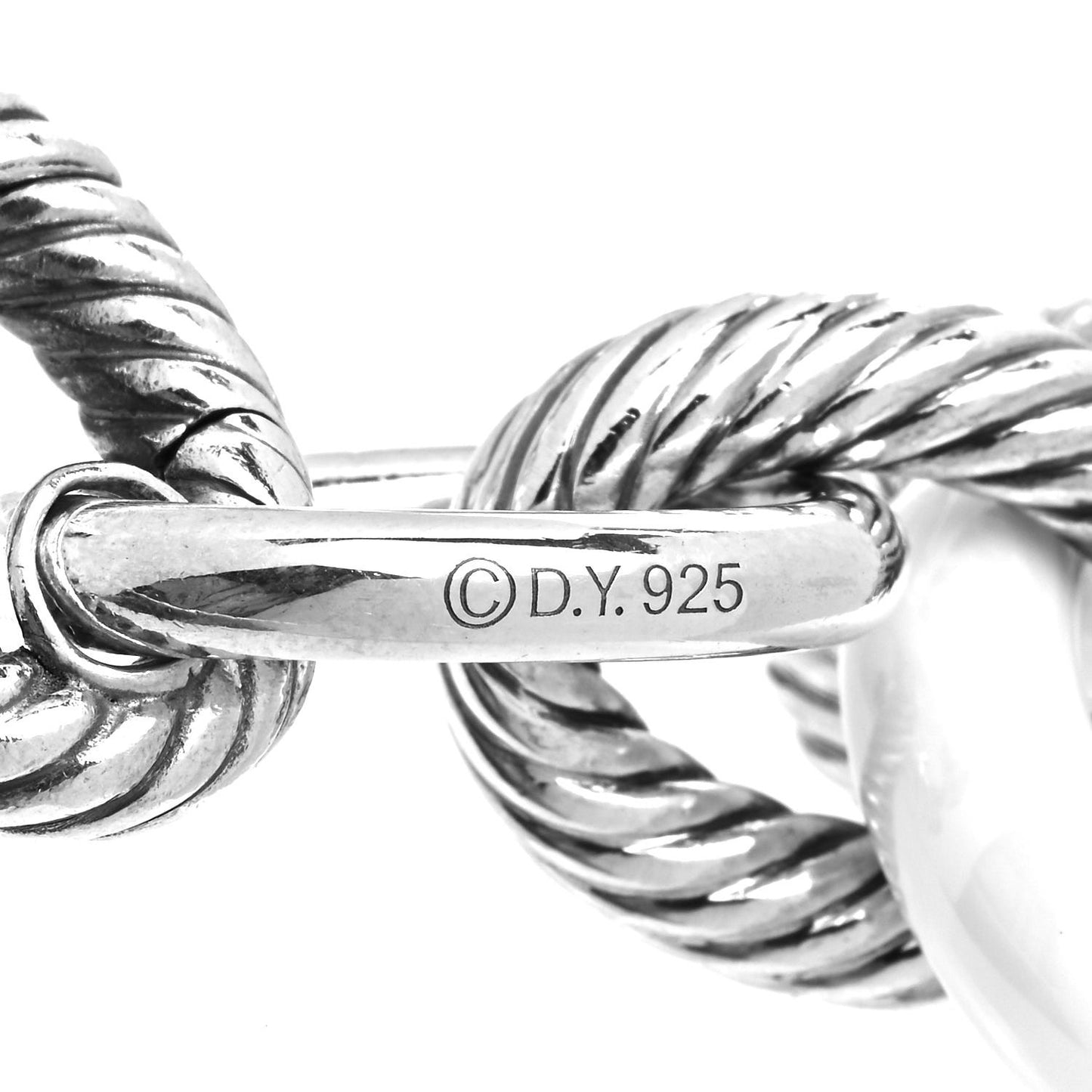 Sterling Silver White Ceramic 17mm Extra Large Oval Link Bracelet