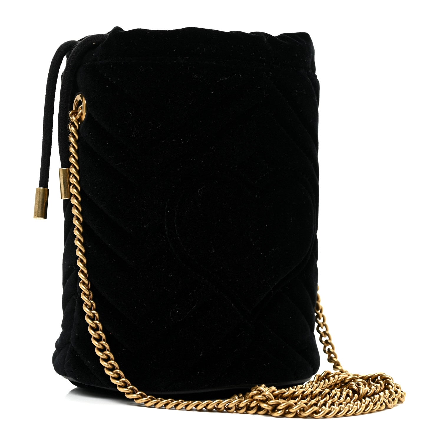 Gucci Velvet Matelasse Mini GG Marmont 2.0 Bucket Bag Black 3 of 10