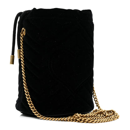 Gucci Velvet Matelasse Mini GG Marmont 2.0 Bucket Bag Black 3 of 10