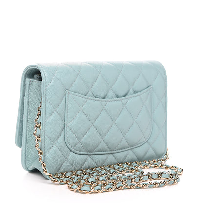 Chanel Caviar Quilted Wallet On Chain WOC Light Blue 2 of 9