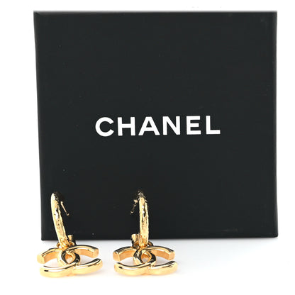 Chanel CC Hoop Drop Earrings Gold 5 of 5