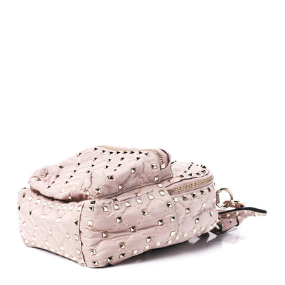 Valentino Garavani Nylon Quilted Mini Rockstud Spike Backpack Dusty Rose 9 of 11