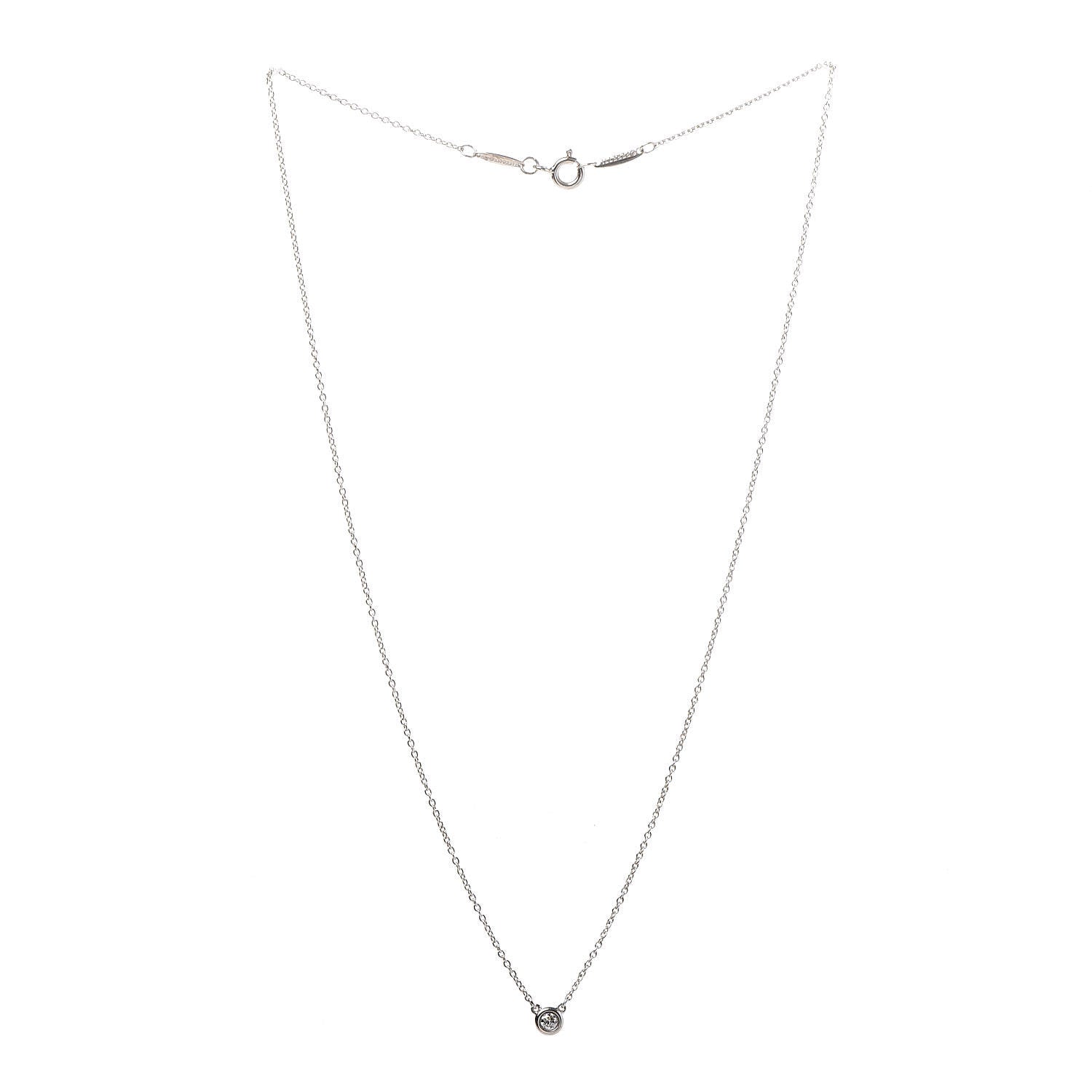 Tiffany Sterling Silver Diamond .05ct Elsa Peretti Diamonds by the Yard Pendant Necklace 3 of 9