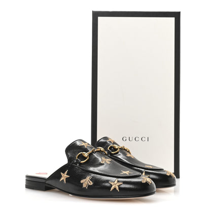 Gucci Goatskin Bee Star Embroidered Womens Princetown Slippers 35.5 Black 9 of 9