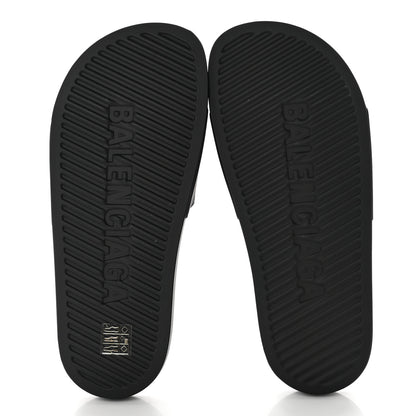 Balenciaga Rubber Paris Logo Womens Slide Sandals 37 Black 5 of 9