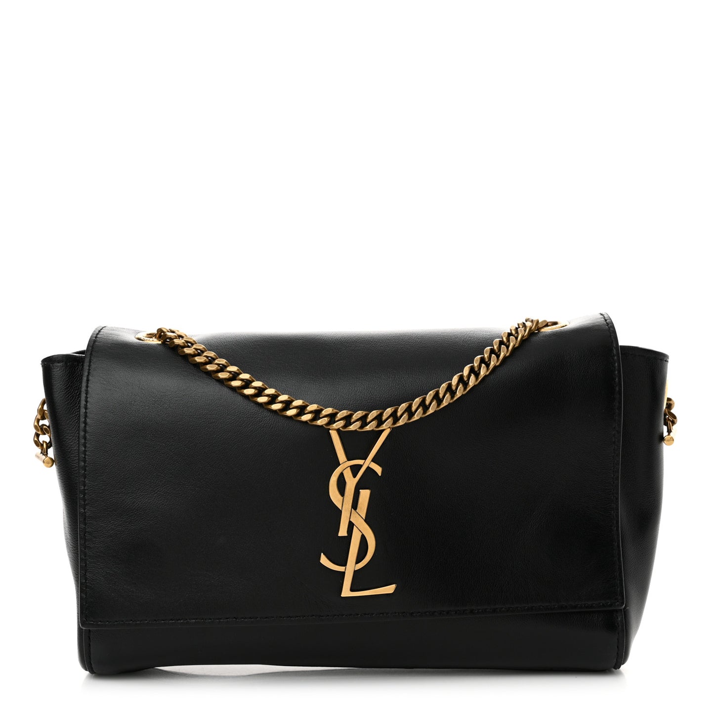 Smooth Calfskin Suede Small Reversible Monogram Kate Satchel Black
