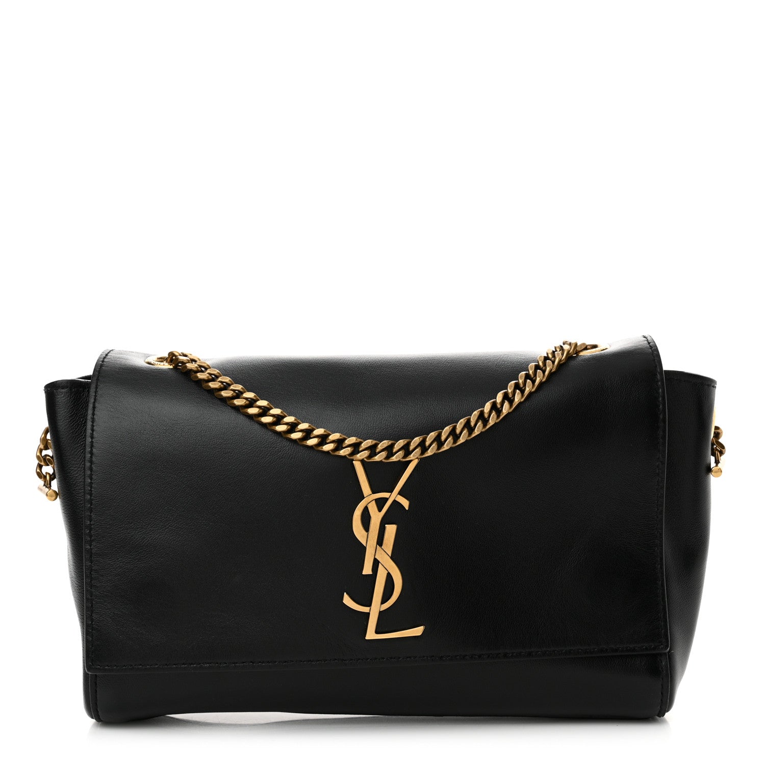 Saint Laurent Smooth Calfskin Suede Small Reversible Monogram Kate Satchel Black 1 of 18