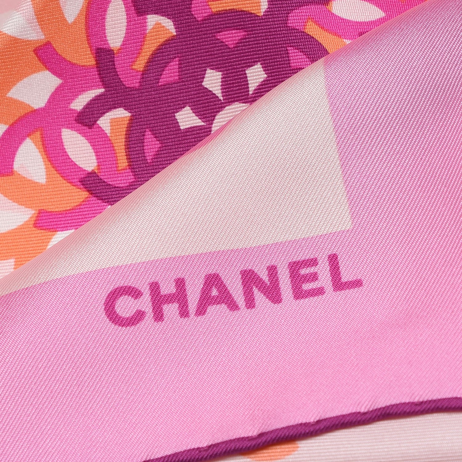 Chanel Silk CC Square Scarf Poudre Rose 3 of 5