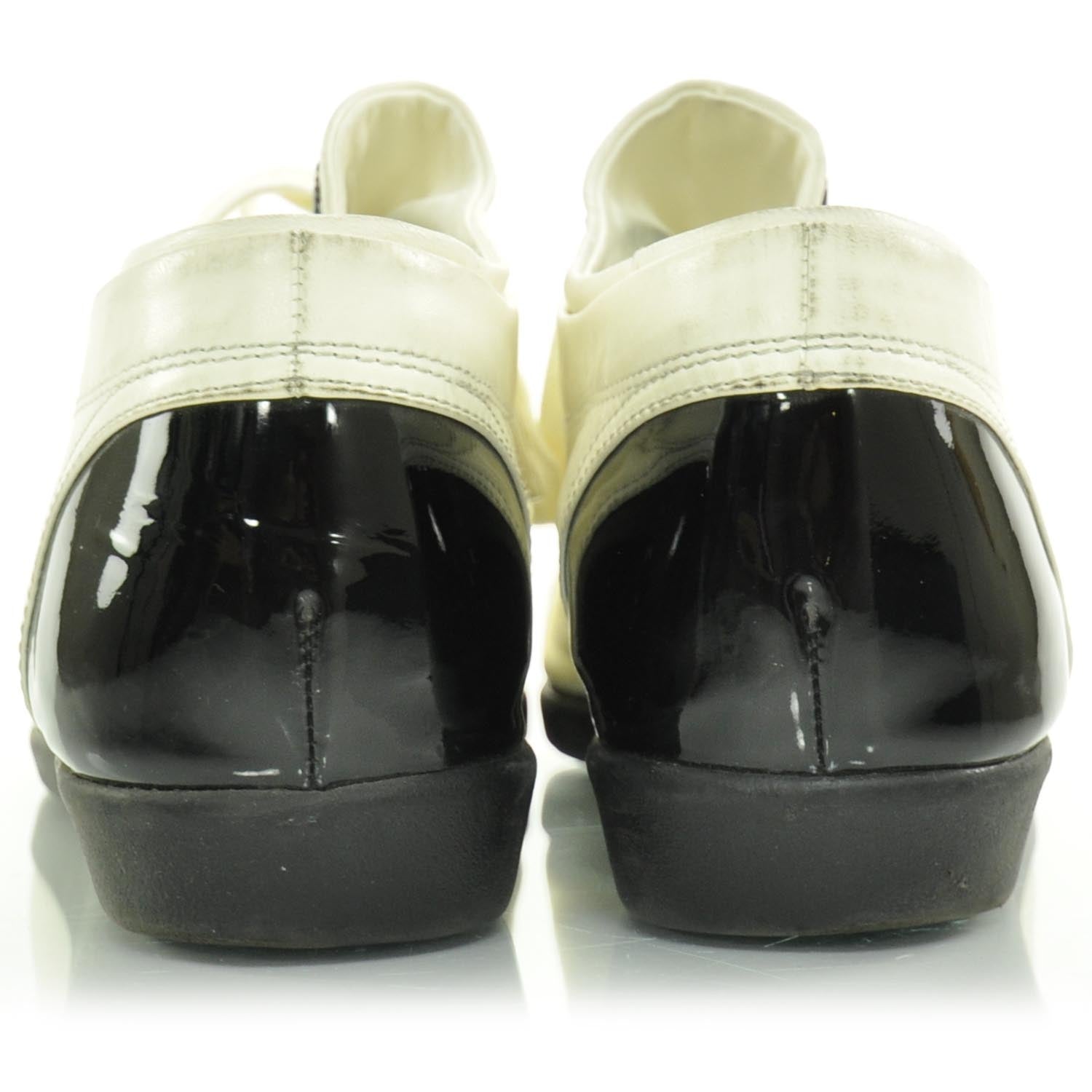 Chanel Leather Patent Cap Toe CC Sneakers 42 3 of 8