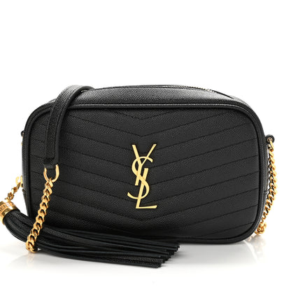 Saint Laurent Grain De Poudre Matelasse Monogram Mini Lou Camera Bag Black 8 of 10