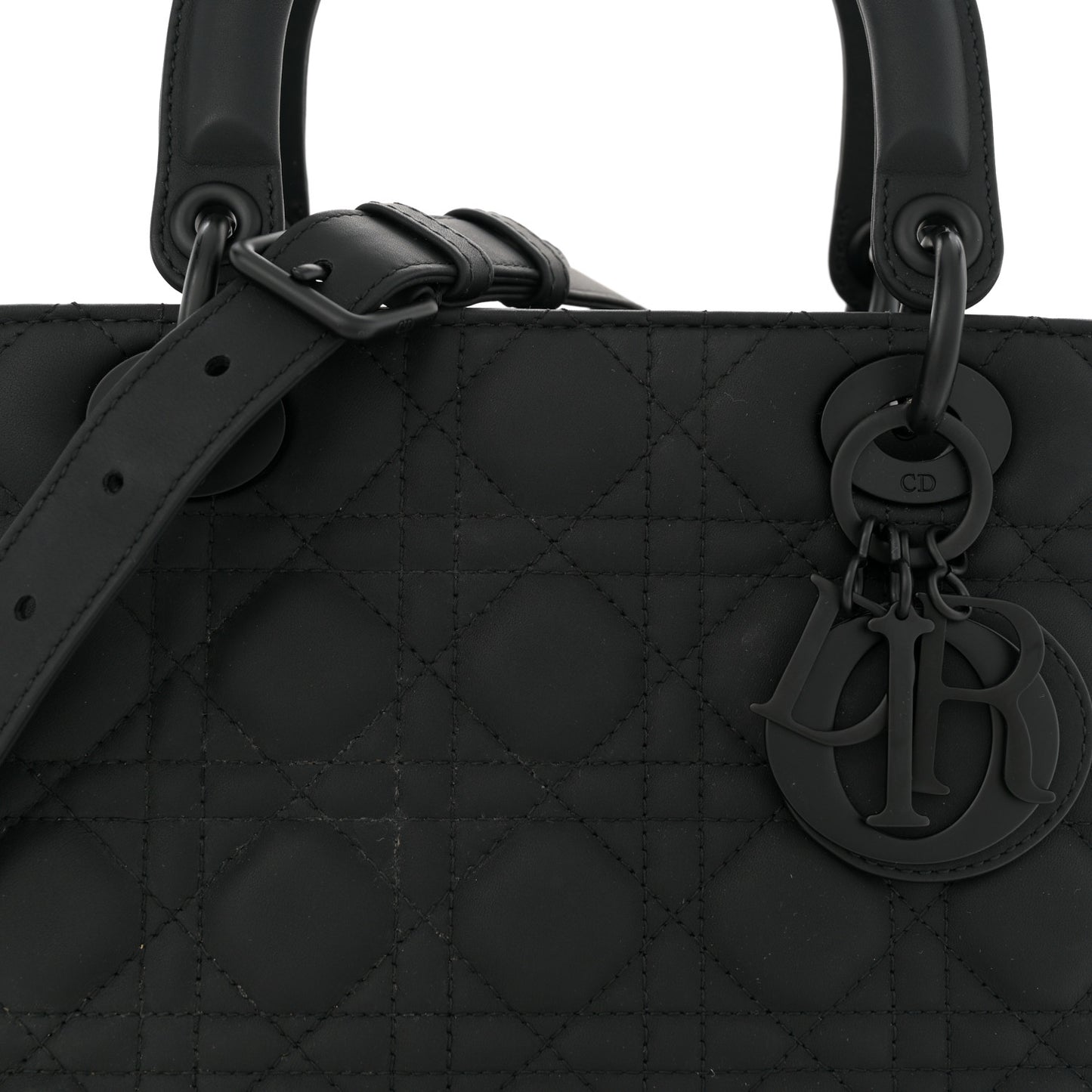 Ultra Matte Calfskin Cannage Medium Lady Dior Black