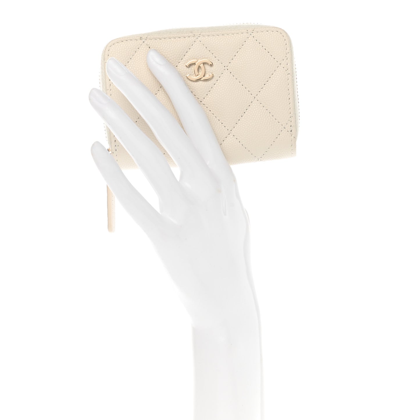 Caviar Quilted Zip Coin Purse White