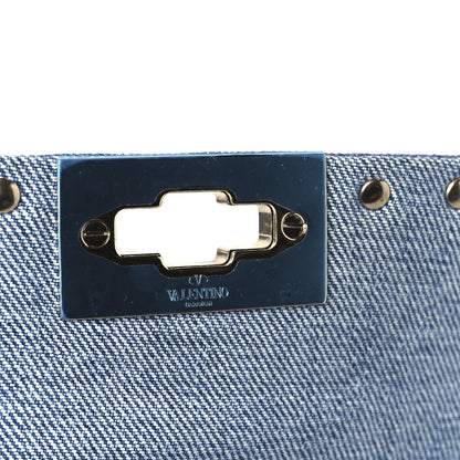 Valentino Garavani Denim Rockstud Spike Wallet on Chain Blue 7 of 10