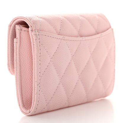 Chanel Caviar Quilted Flap Card Holder Wallet Light Pink 3 of 8