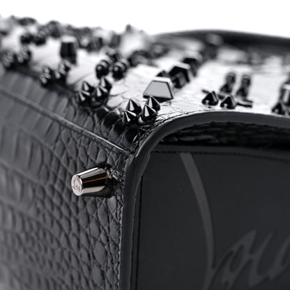 Christian Louboutin Calfskin Alligator Embossed Studded Medium Paloma Black 7 of 9