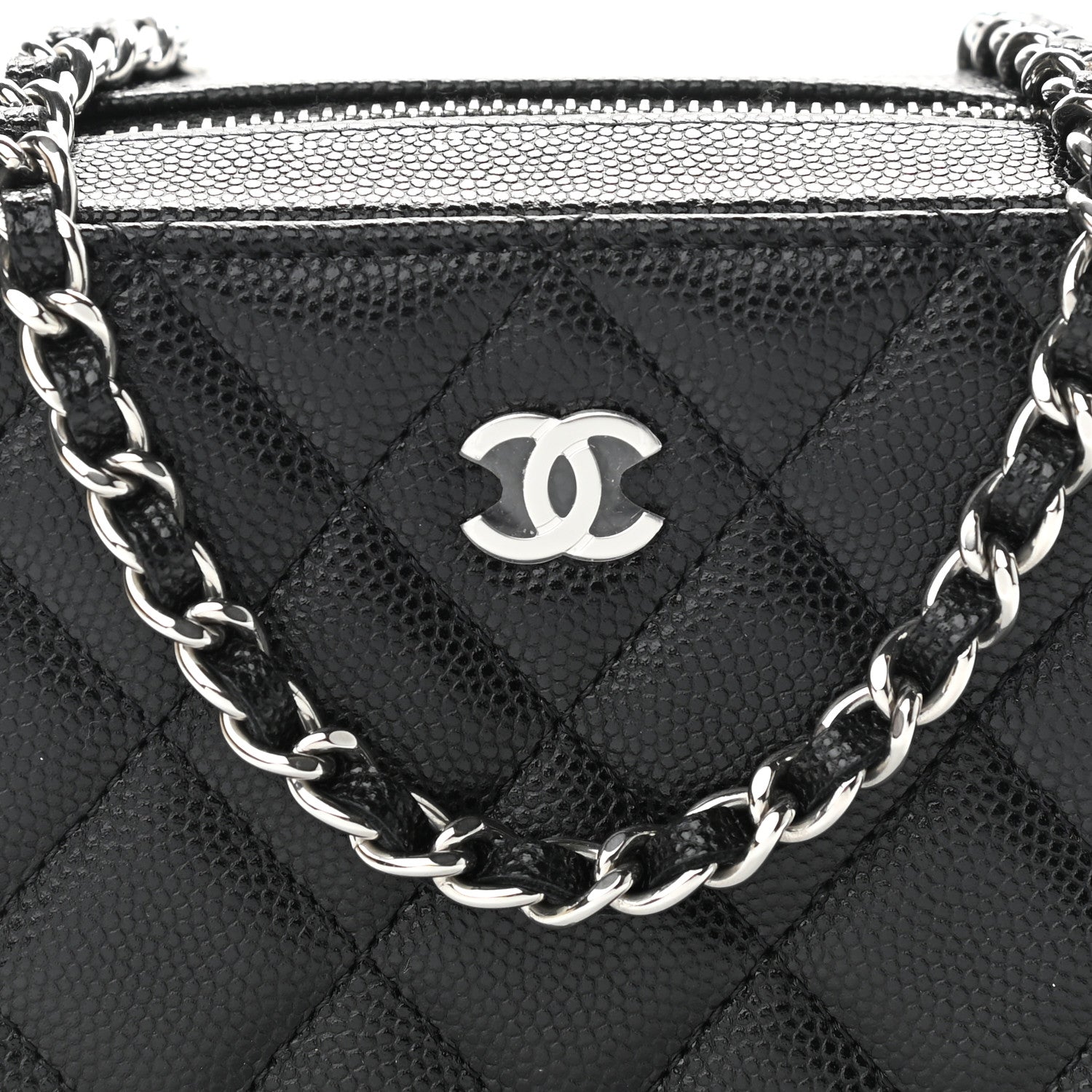 Chanel Caviar Quilted CC Vanity Case With Chain Black 8 of 11