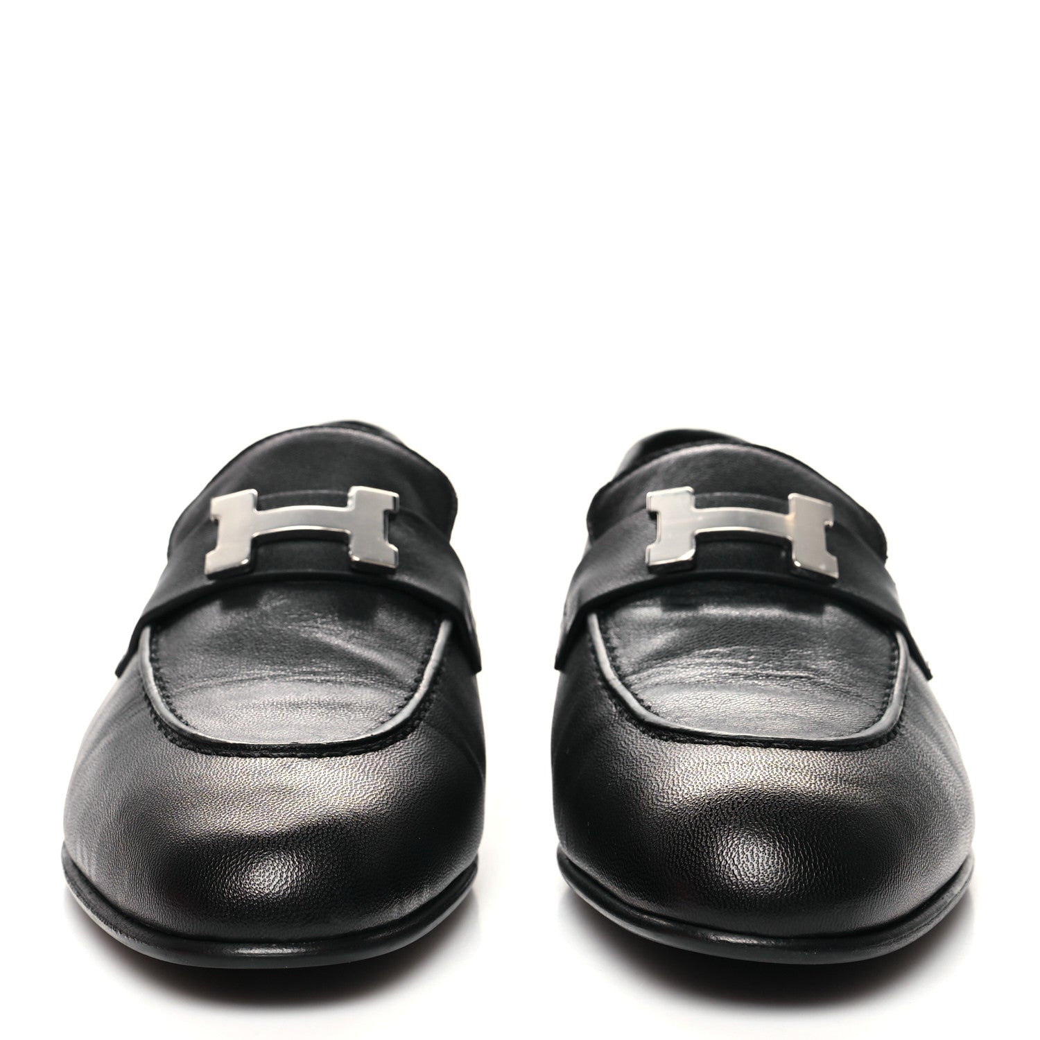Hermes Goatskin Womens Paris Loafers 38 Black 2 of 10