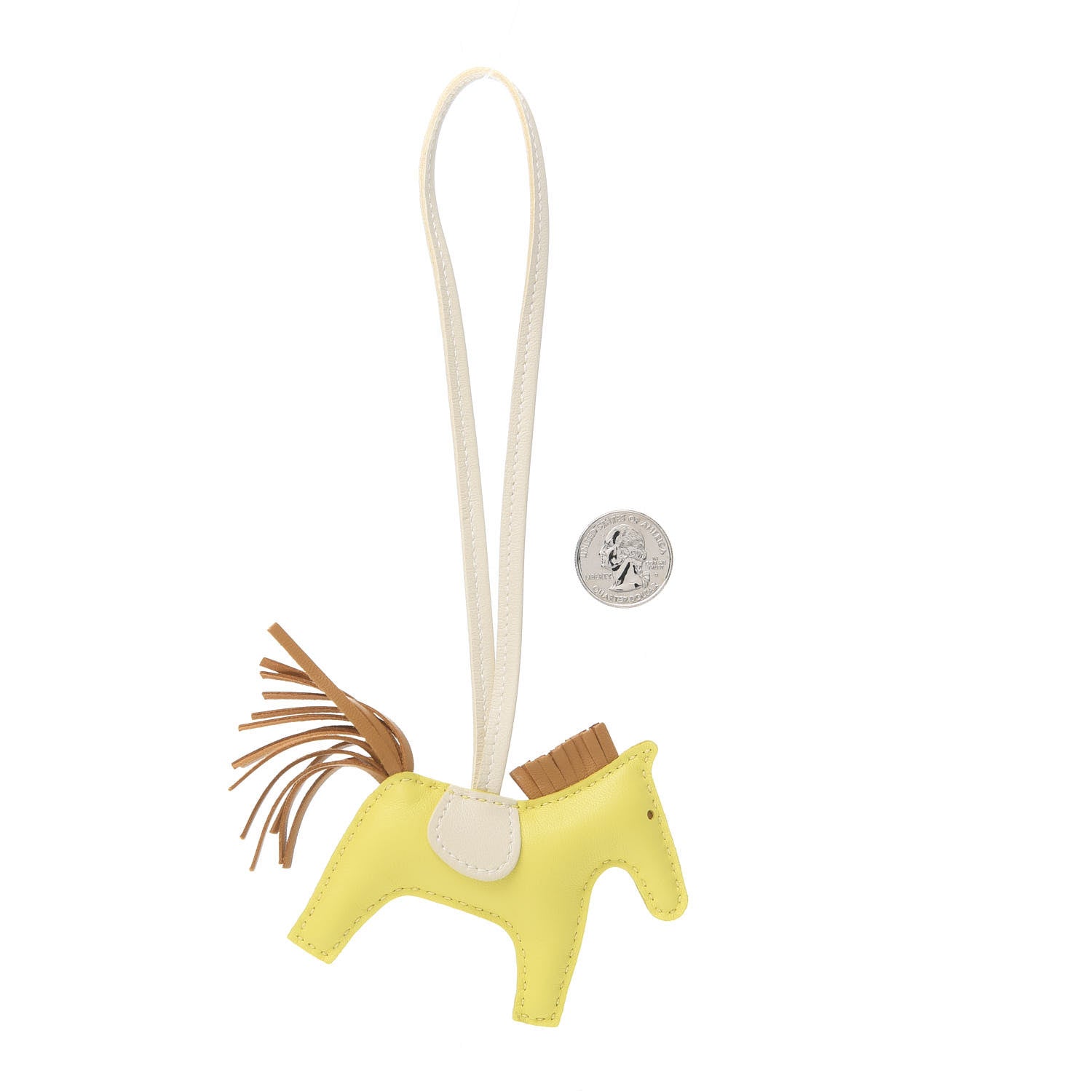 Hermes Milo Lambskin Grigri Rodeo Horse Bag Charm PM Lime Sesame Craie 2 of 4