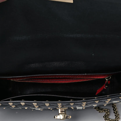 Valentino Garavani Lambskin VLTN Print Medium Rockstud Spike Shoulder Bag Black 5 of 10