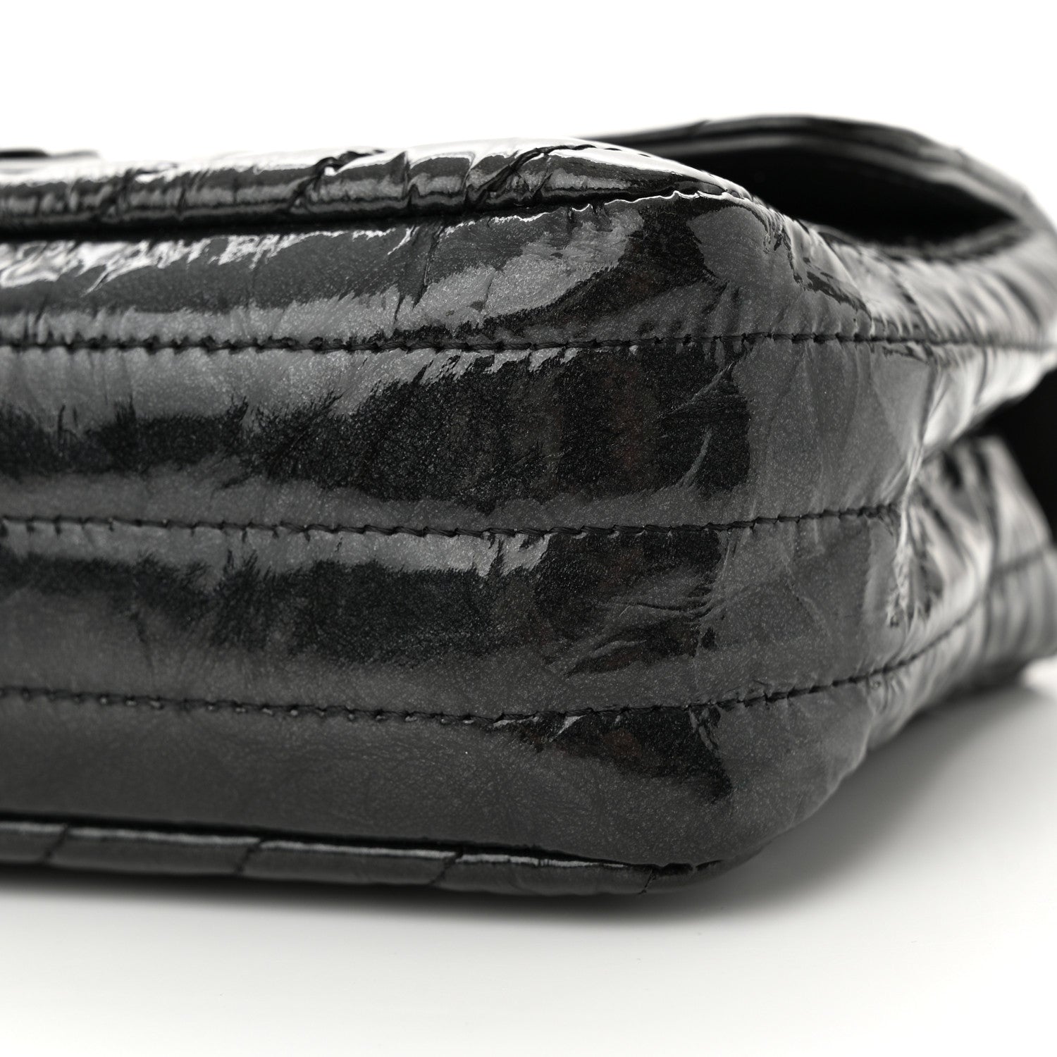 Chanel Patent Metallic Crumpled Calfskin Chevron Quilted Mini Rectangular Flap So Black 10 of 12