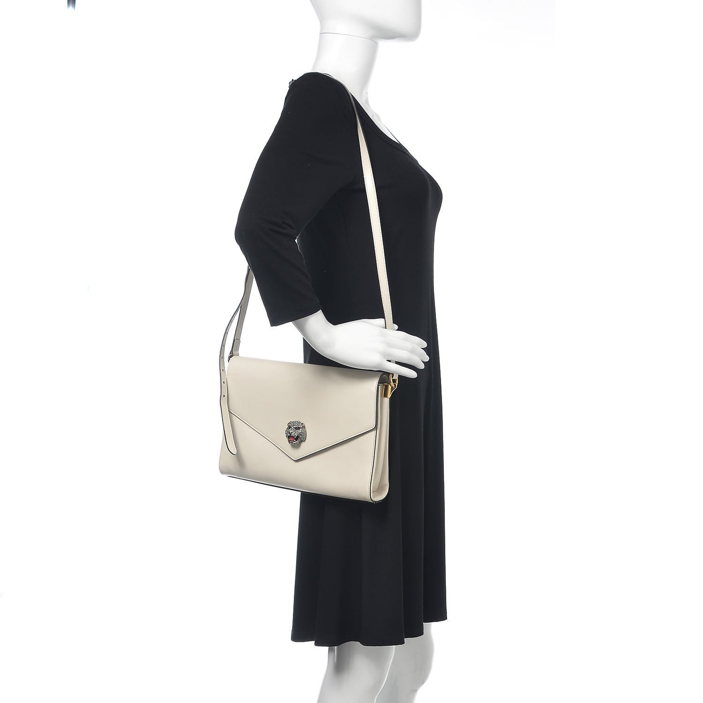 Calfskin Animalier Medium Shoulder Bag White