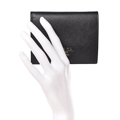 Prada Saffiano Bi-Fold Compact Wallet Black Mughetto 2 of 8