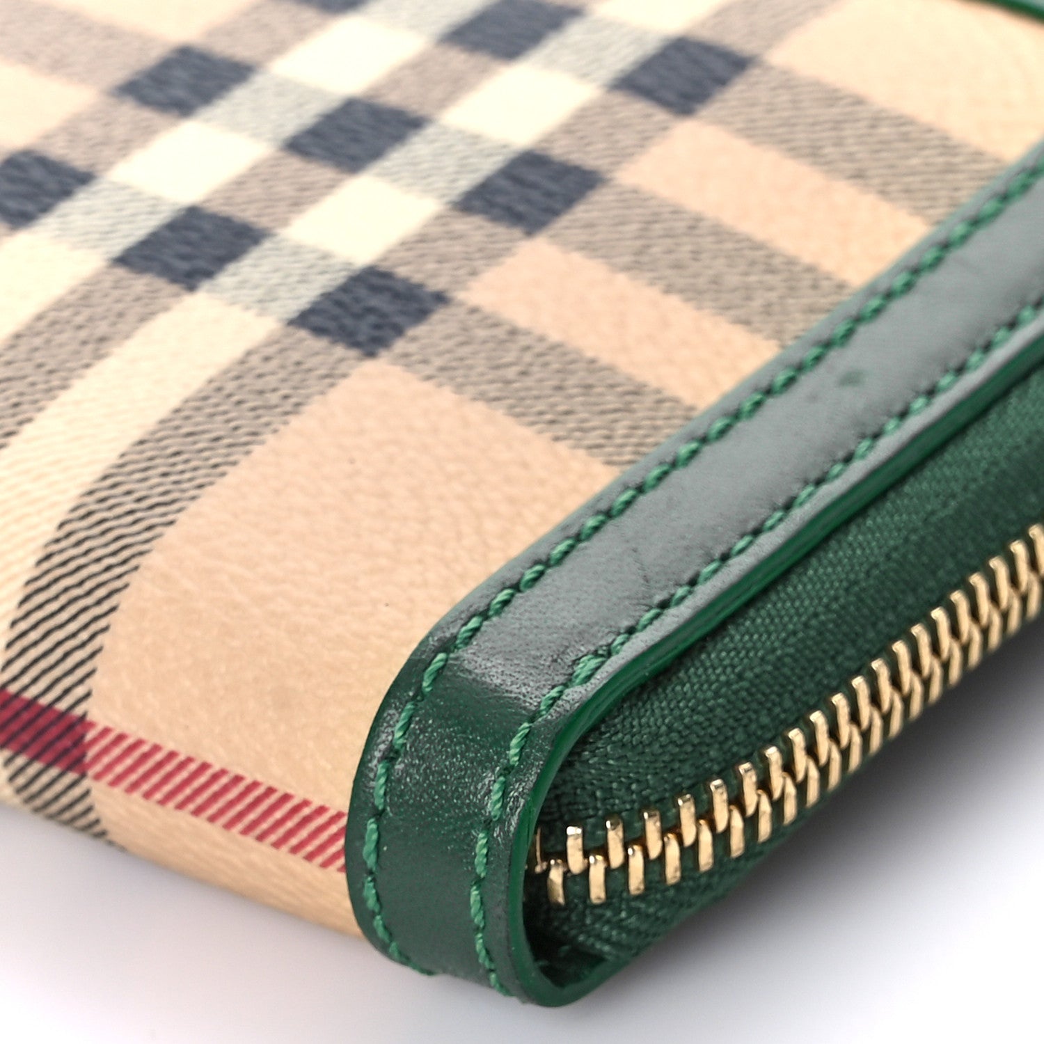 Burberry Haymarket Check Large Ziggy Zip Around Wallet Green 9 of 11