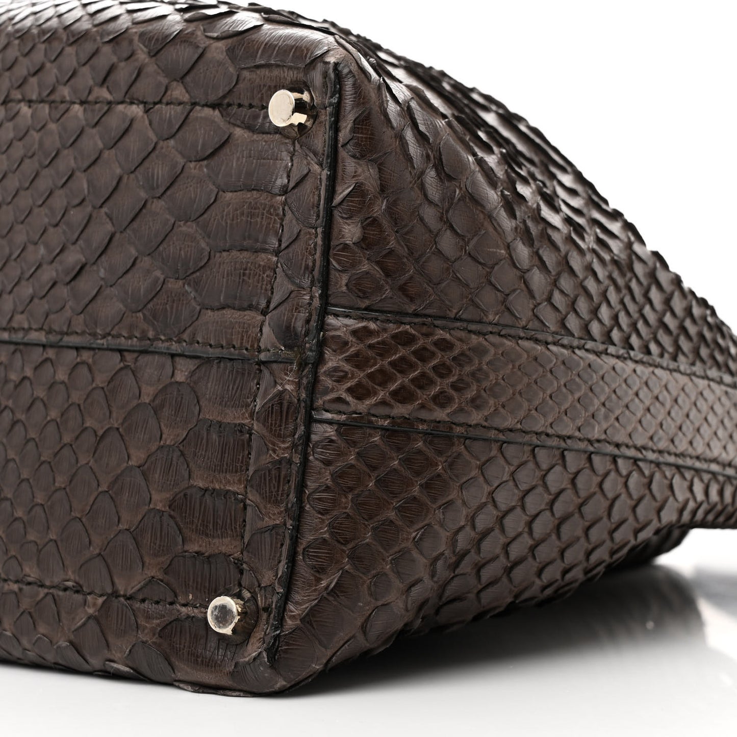 Snakeskin Medium Bucket Bag Brown