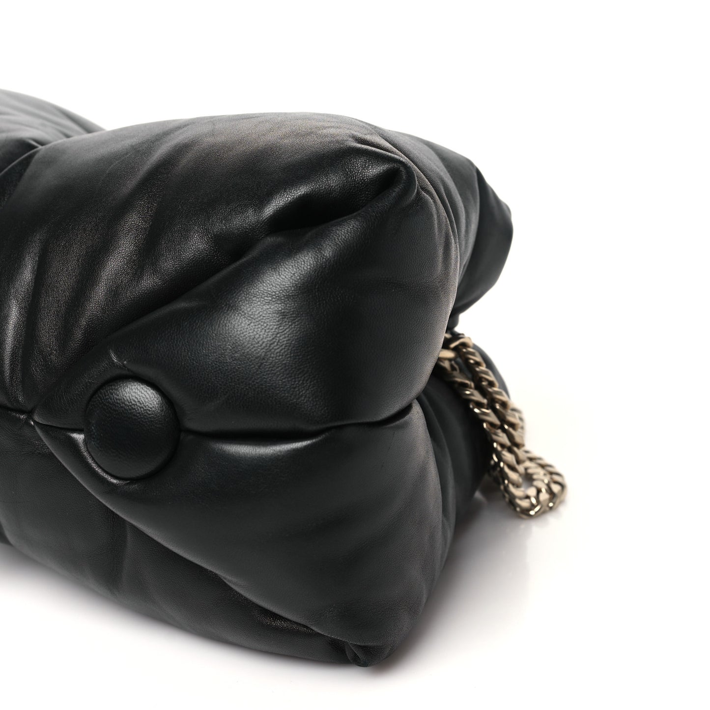 Lambskin Puffy Tobo Chain Shoulder Bag Black
