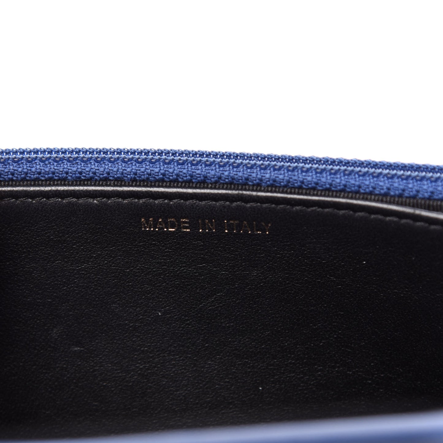 Lambskin Quilted Elegant CC Wallet On Chain WOC Blue Black