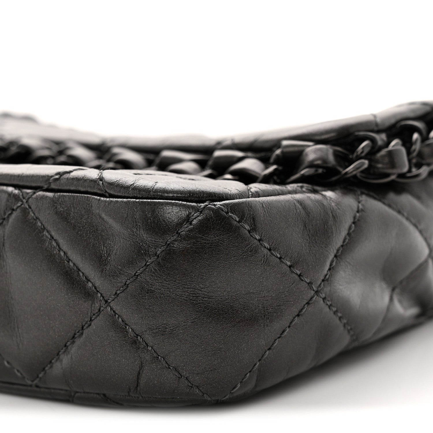 Chanel Metallic Calfskin Quilted Chain All Over Flap Bag Grey 10 of 10