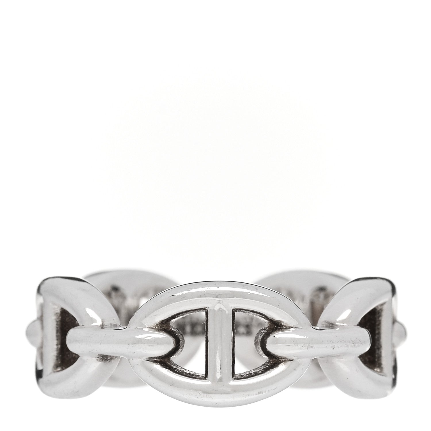 Hermes Sterling Silver PM Chaine d'Ancre Enchainee Band Ring 52 6 1 of 7