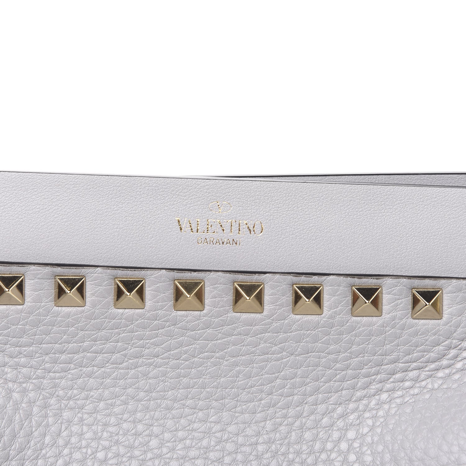 Valentino Garavani Grained Calfskin Rockstud Bucket Bag Pastel Grey 9 of 9