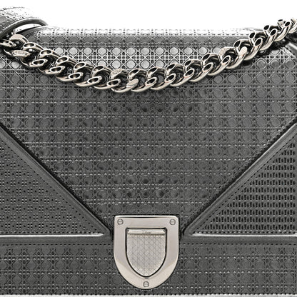 Christian Dior Metallic Calfskin Micro-Cannage Medium Diorama Flap Bag Graphite 7 of 9