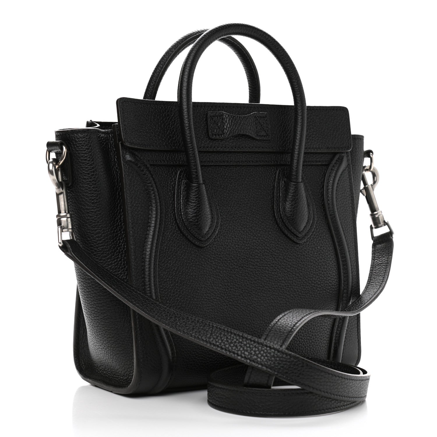 Celine Drummed Calfskin Nano Luggage Black 3 of 10