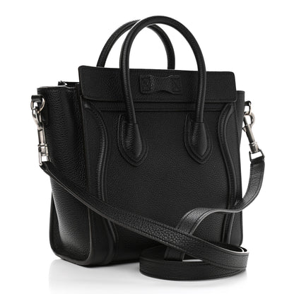 Celine Drummed Calfskin Nano Luggage Black 3 of 10