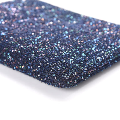Chanel Canvas Sequin Medium Deauville Cosmetic Pouch Blue 7 of 11