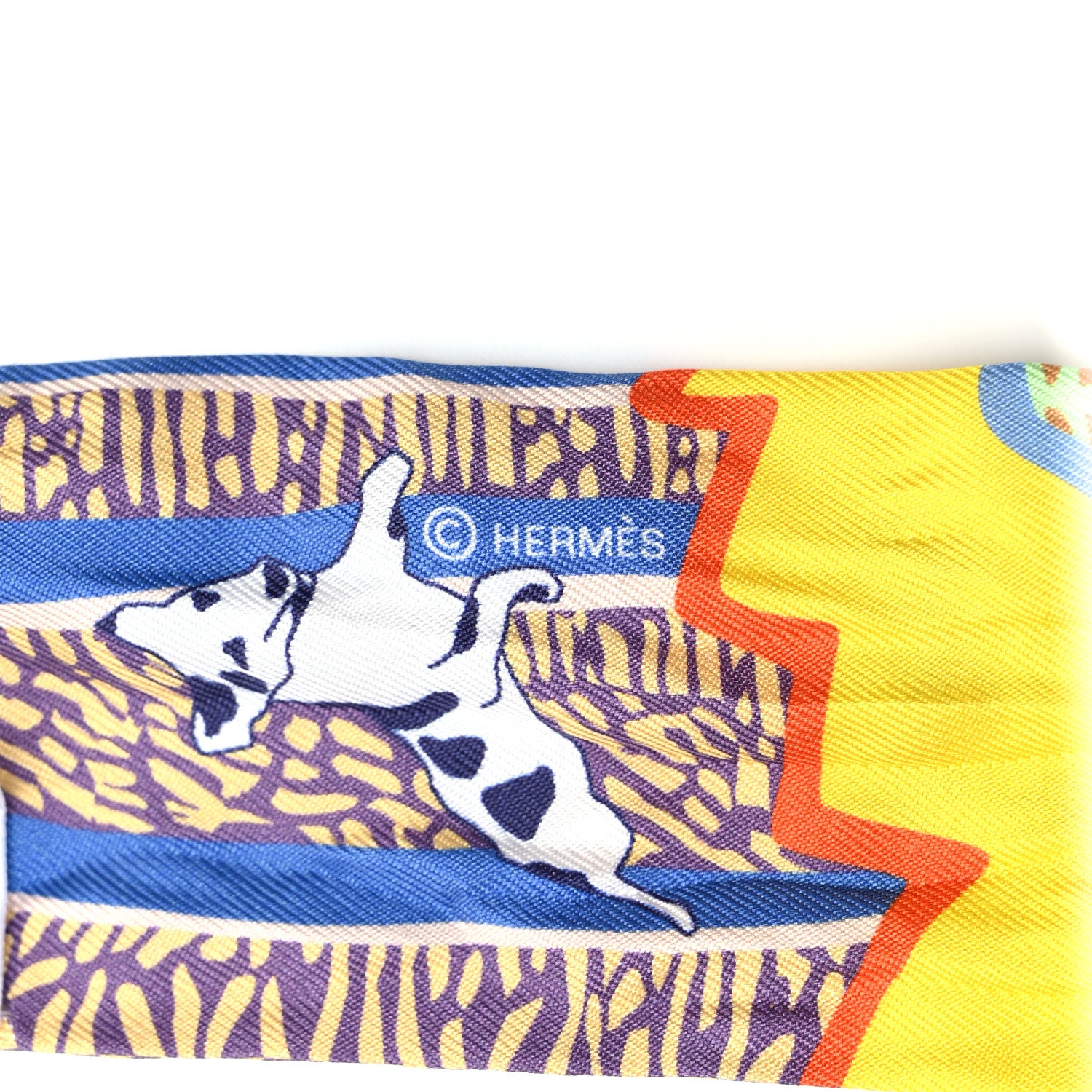 Hermes Silk En Liberte Twilly Jaune Vif Bleu Rouge 3 of 4