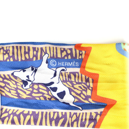 Hermes Silk En Liberte Twilly Jaune Vif Bleu Rouge 3 of 4
