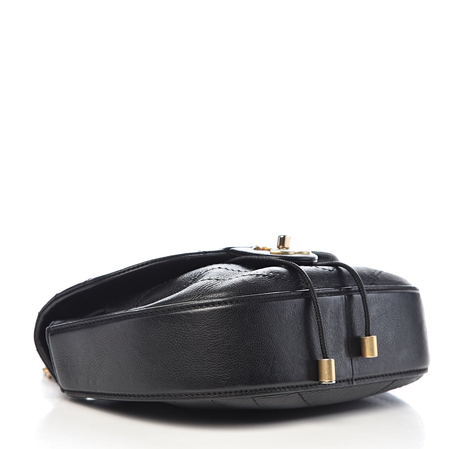 Calfskin Chevron Stitched Flap Black
