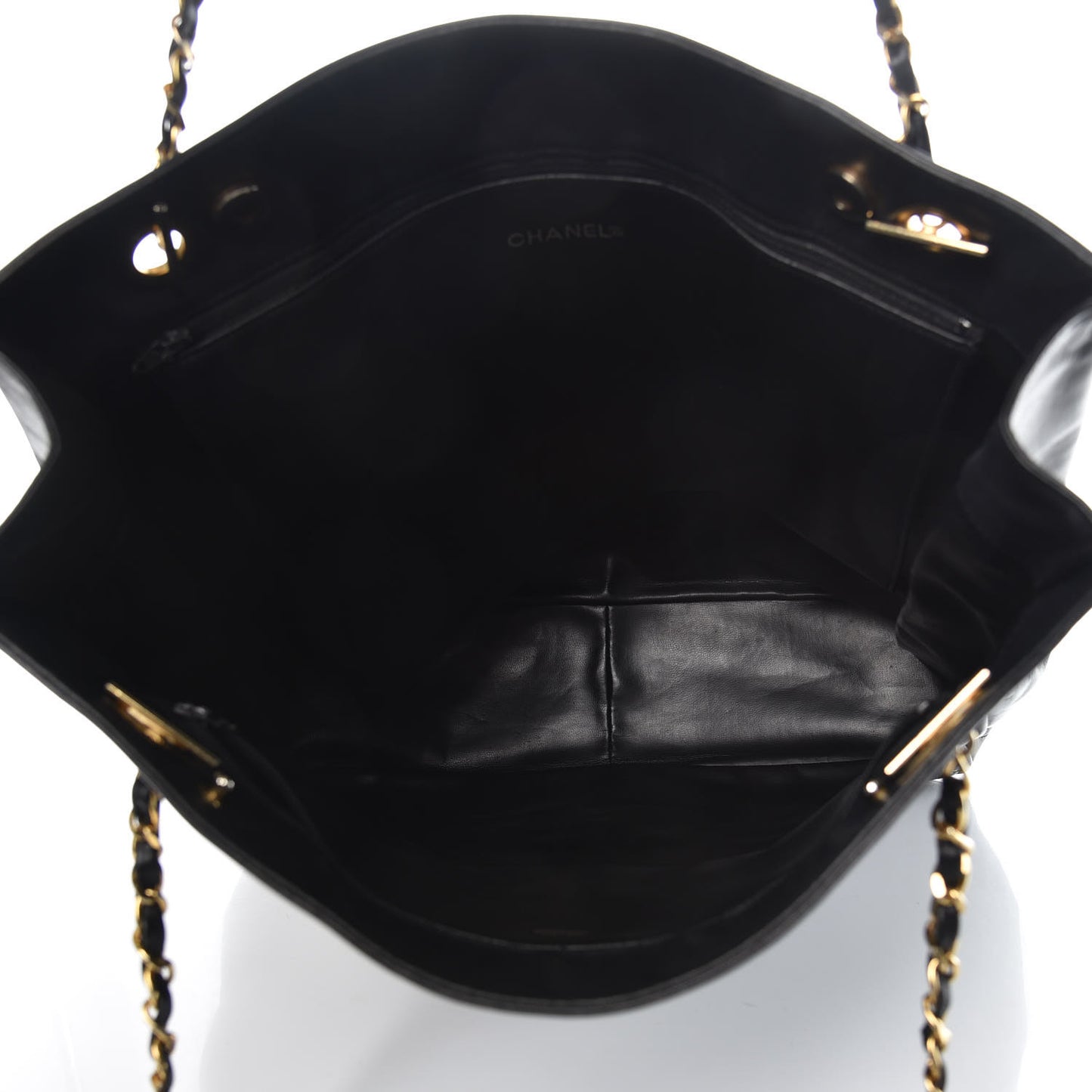 Lambskin Quilted Shopping Tote Black