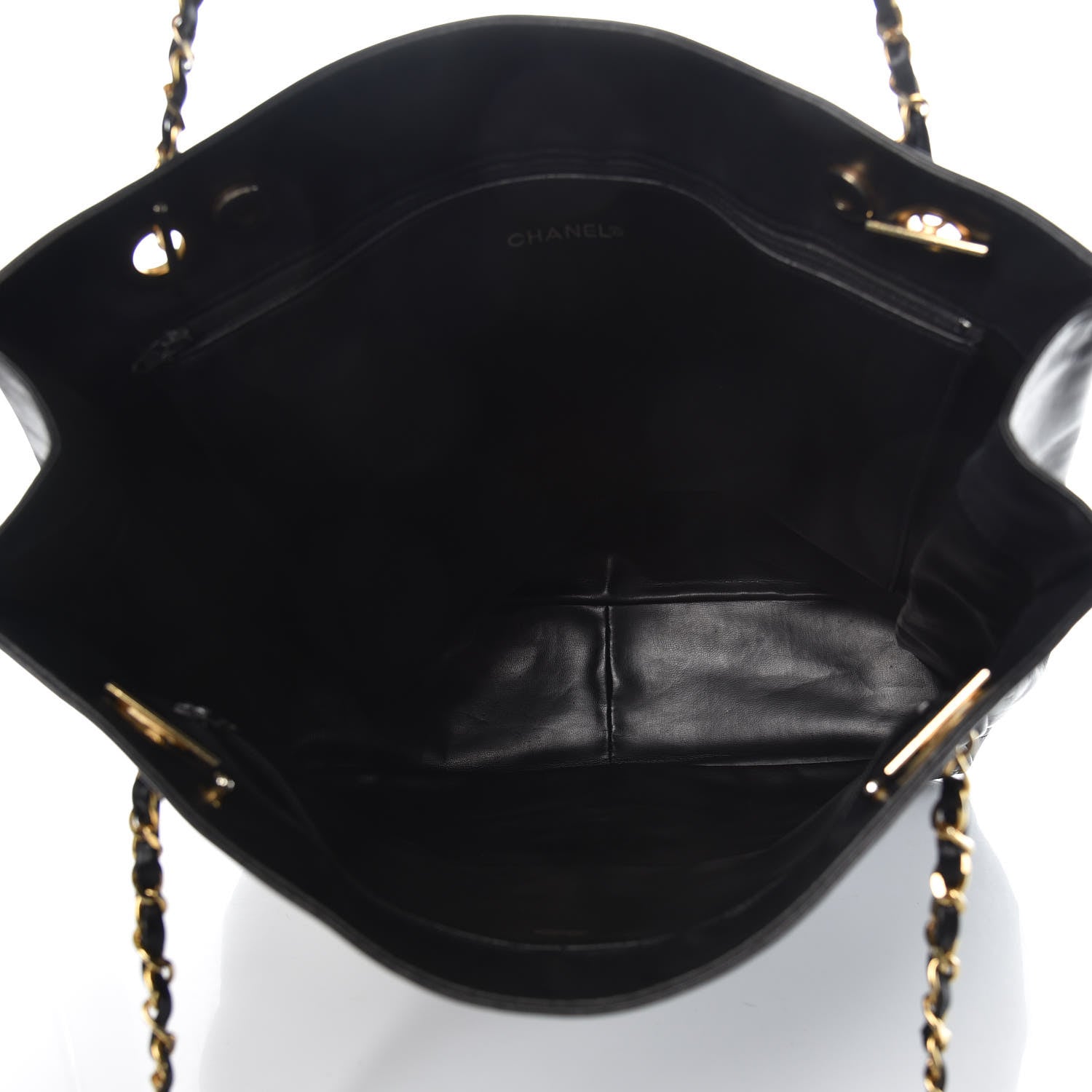 Chanel Lambskin Quilted Shopping Tote Black 4 of 17