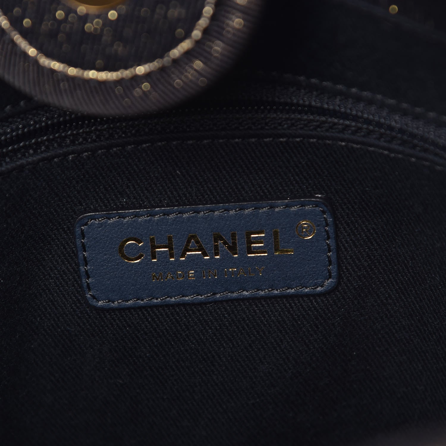 Chanel Lurex Canvas Mini Deauville Tote Navy Blue Gold 7 of 11
