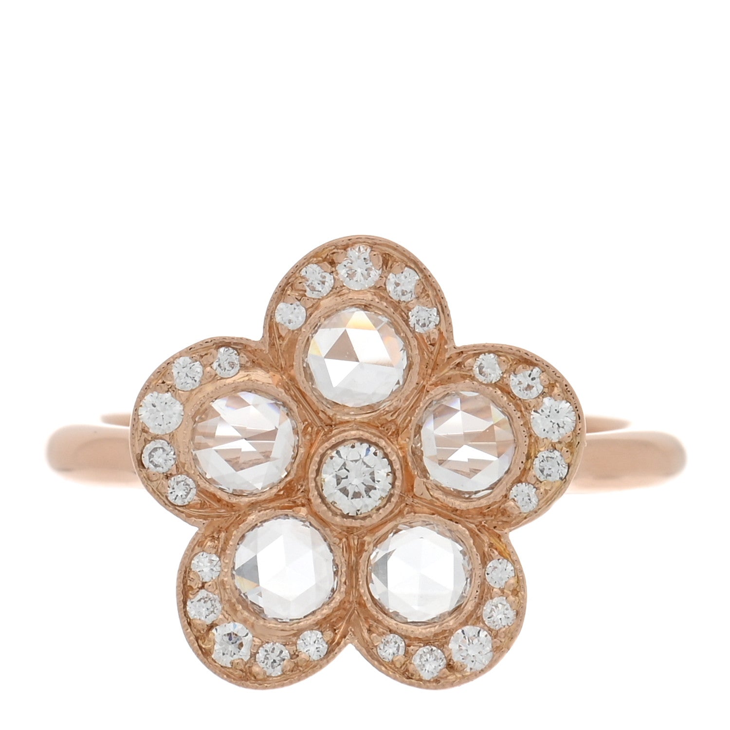 Tiffany 18K Rose Gold Diamond Enchant Flower Ring 47 4 1 of 5