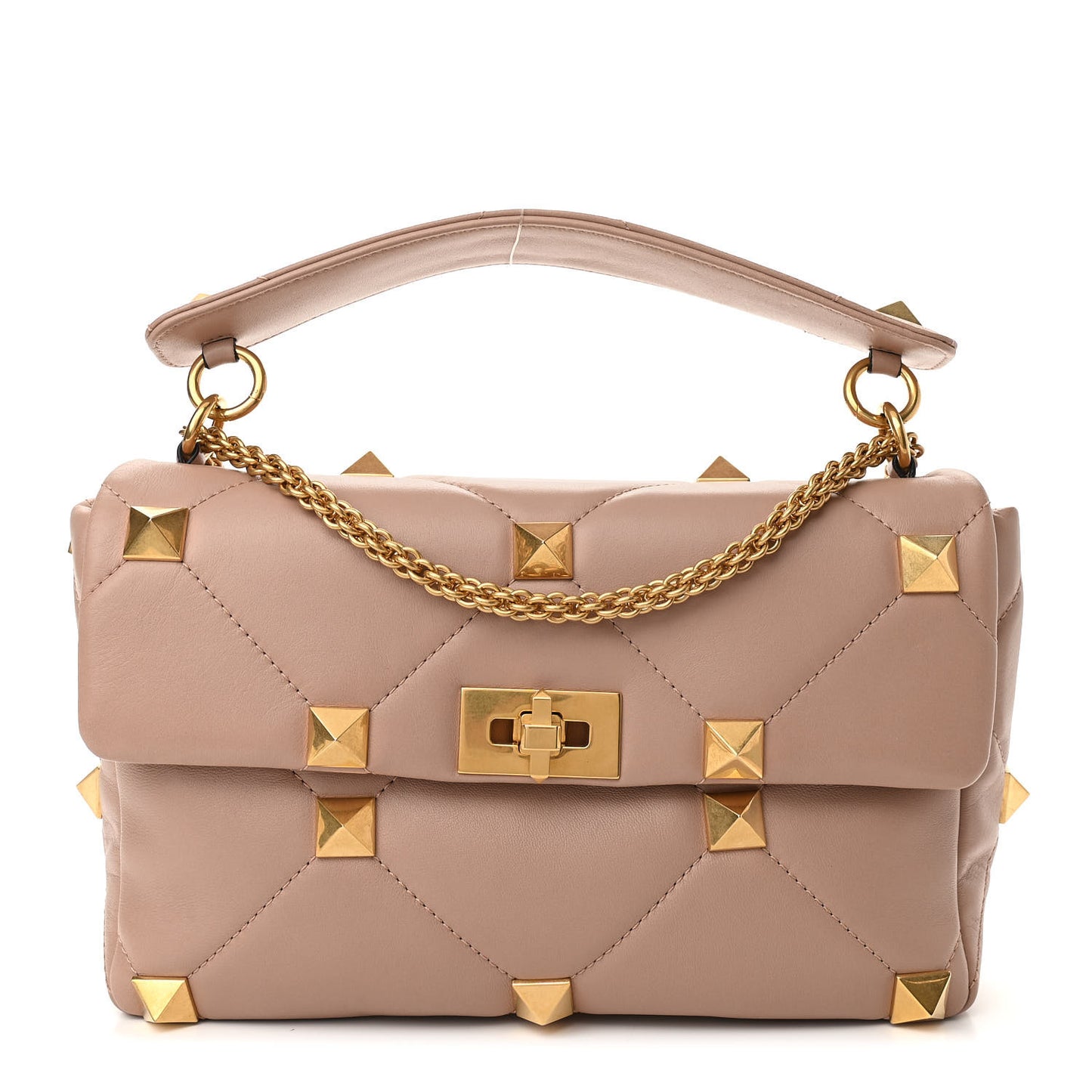Nappa Large Roman Stud Shoulder Bag Rose Cannelle