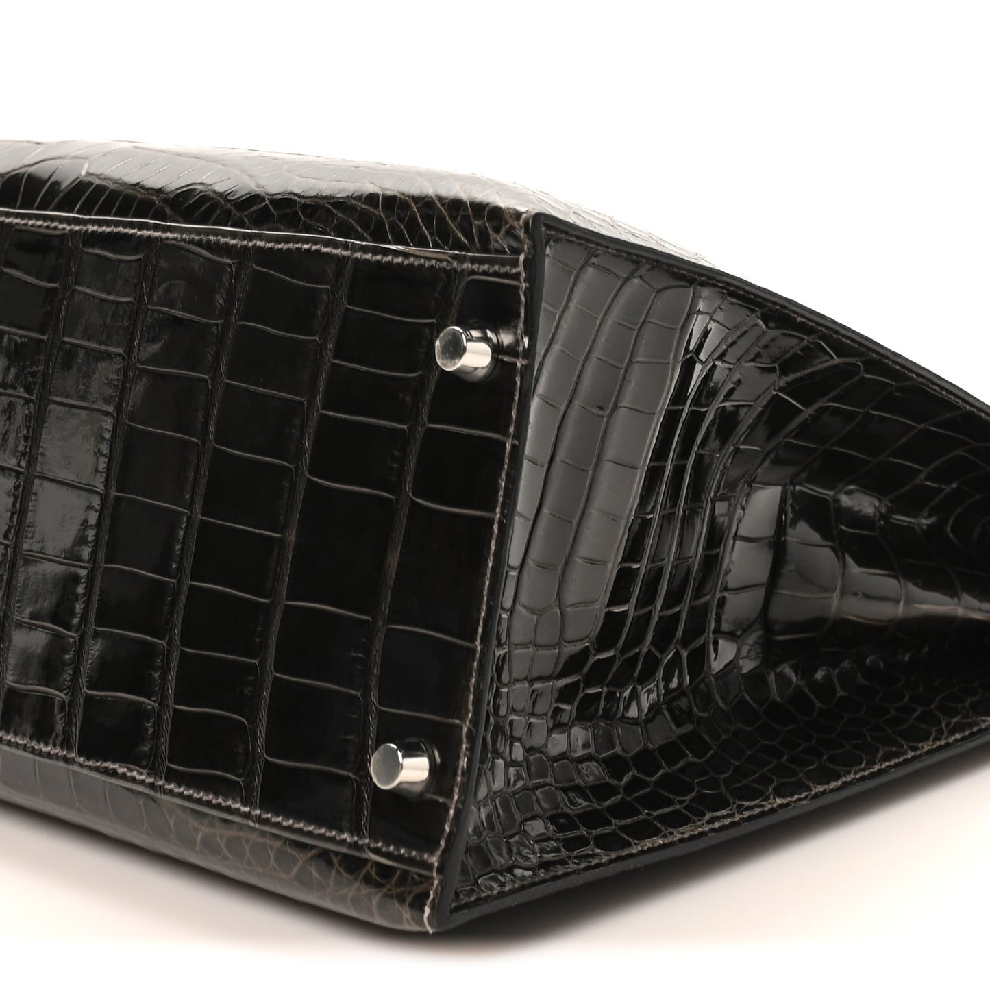 Shiny Porosus Crocodile Kelly Sellier 35 Graphite