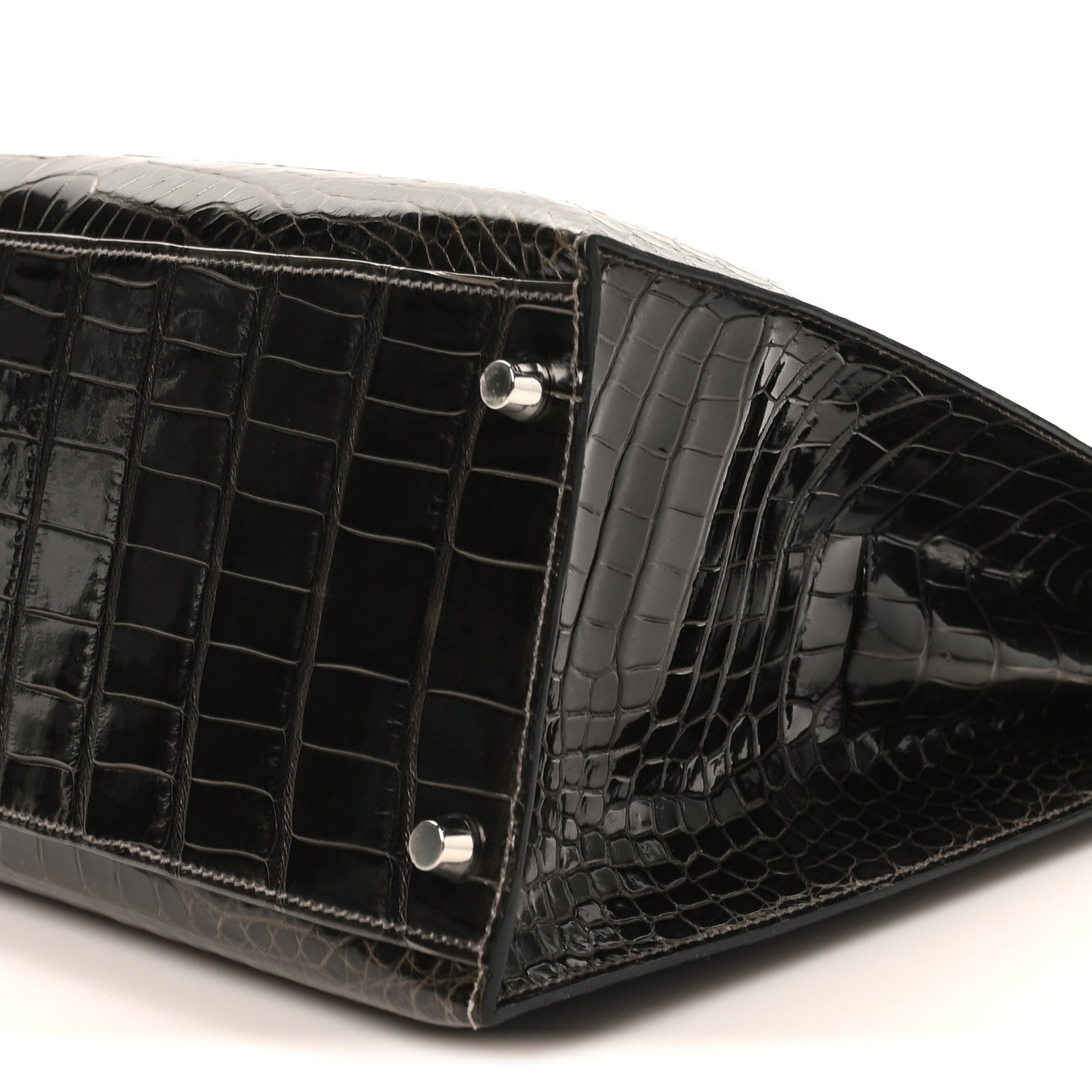 Hermes Shiny Porosus Crocodile Kelly Sellier 35 Graphite 10 of 10